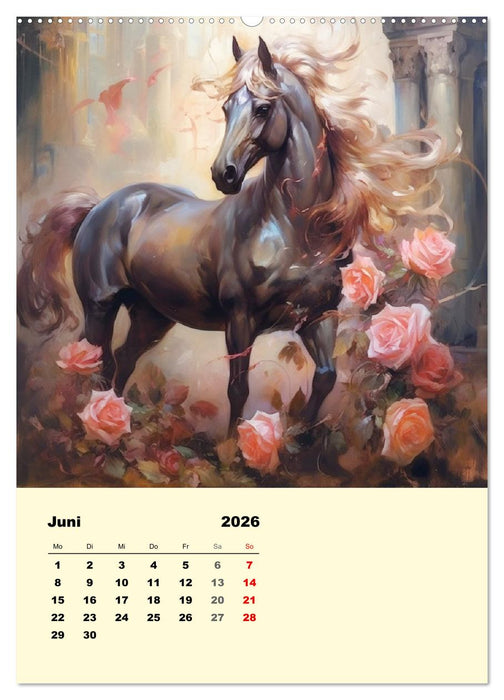 Pferde im romantischen Barockstil (CALVENDO Premium Wandkalender 2026)