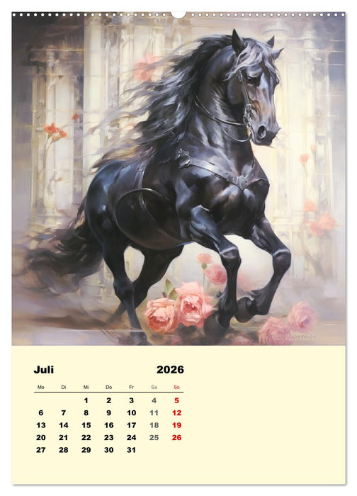 Pferde im romantischen Barockstil (CALVENDO Premium Wandkalender 2026)
