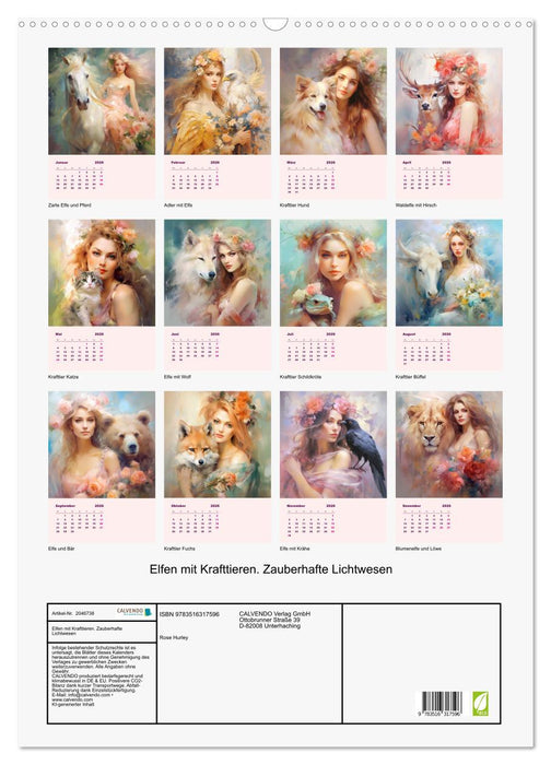 Elfen mit Krafttieren. Zauberhafte Lichtwesen (CALVENDO Wandkalender 2026)