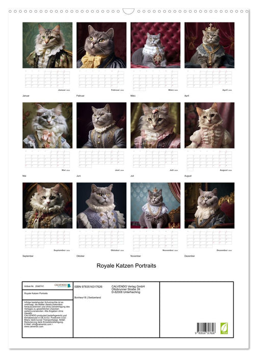 Royale Katzen Portraits (CALVENDO Wandkalender 2026)
