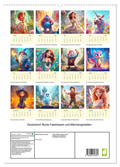 Zauberland. Bunte Fabelwesen und Märchengestalten (CALVENDO Premium Wandkalender 2026)