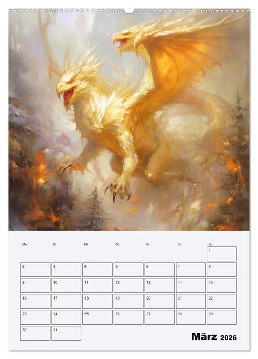 Drachenland. Gefürchtete Fabelwesen im Gotik-Stil (CALVENDO Premium Wandkalender 2026)