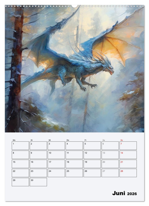 Drachenland. Gefürchtete Fabelwesen im Gotik-Stil (CALVENDO Premium Wandkalender 2026)