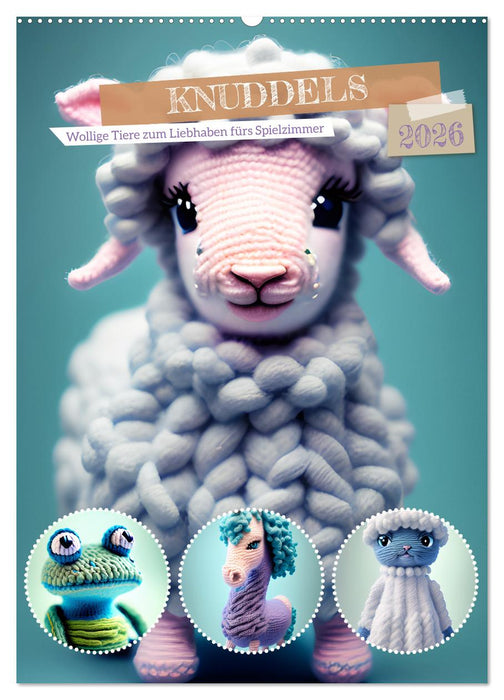 Knuddels. Wollige Tiere zum Liebhaben fürs Spielzimmer (CALVENDO Wandkalender 2026)