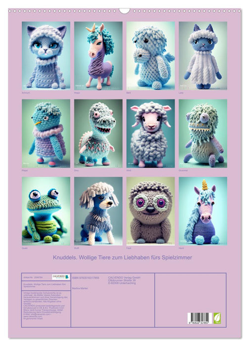 Knuddels. Wollige Tiere zum Liebhaben fürs Spielzimmer (CALVENDO Wandkalender 2026)