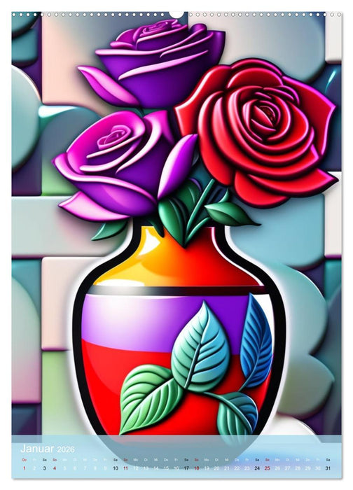 Abstrakte Blumenbukets (CALVENDO Premium Wandkalender 2026)