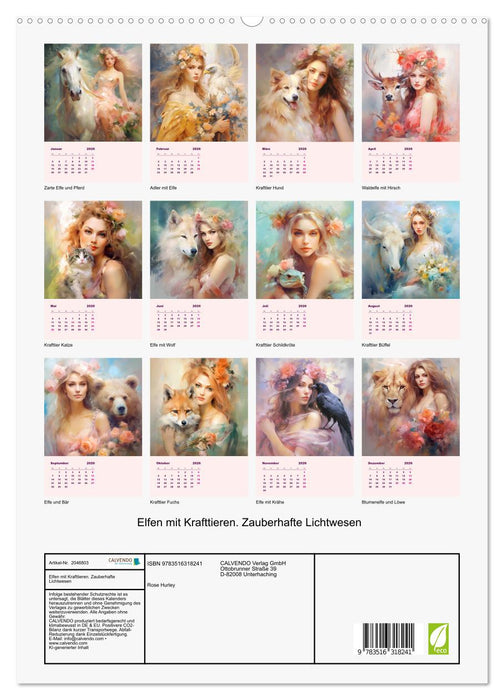 Elfen mit Krafttieren. Zauberhafte Lichtwesen (CALVENDO Premium Wandkalender 2026)