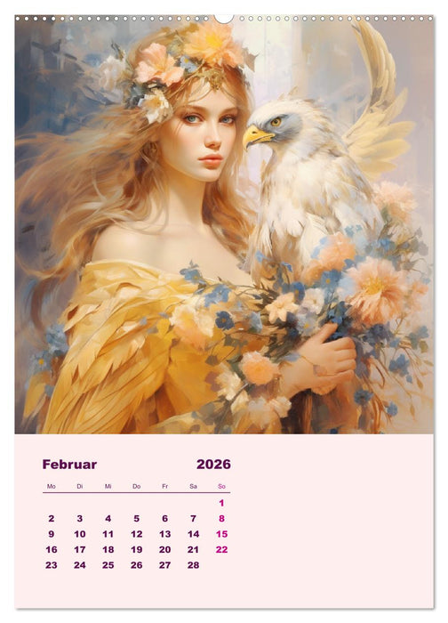 Elfen mit Krafttieren. Zauberhafte Lichtwesen (CALVENDO Premium Wandkalender 2026)