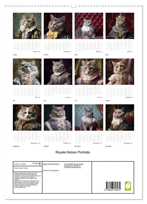 Royale Katzen Portraits (CALVENDO Premium Wandkalender 2026)