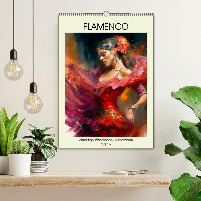 Flamenco. Anmutige Tänzerinnen. Illustrationen (CALVENDO Wandkalender 2026)