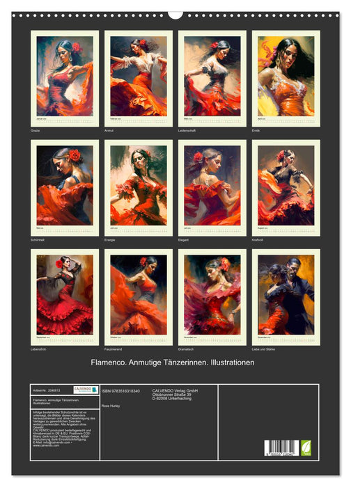 Flamenco. Anmutige Tänzerinnen. Illustrationen (CALVENDO Wandkalender 2026)
