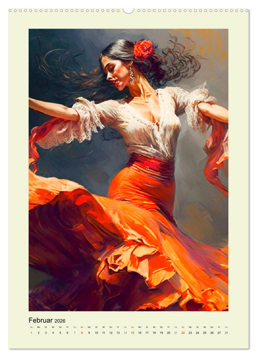 Flamenco. Anmutige Tänzerinnen. Illustrationen (CALVENDO Wandkalender 2026)