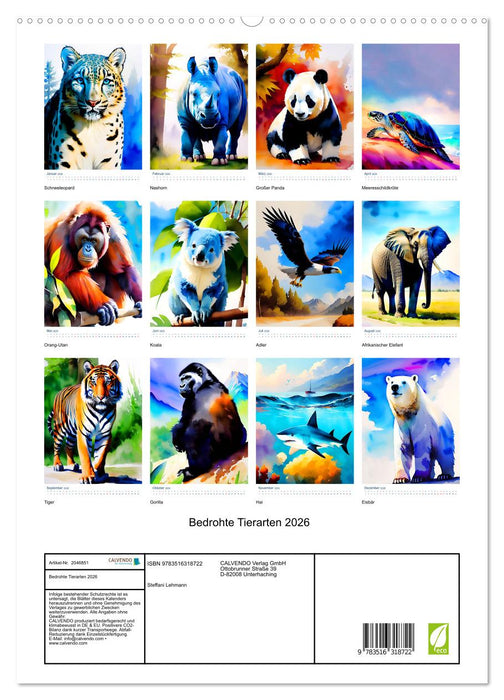 Bedrohte Tierarten 2026 (CALVENDO Premium Wandkalender 2026)