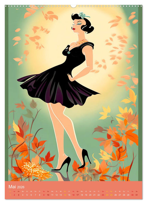 Modeskizzen - Hommage an die Kleider der 50er und 60er Jahre (CALVENDO Wandkalender 2026)