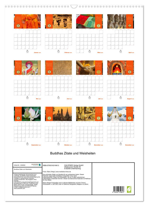 Buddhas Zitate und Weisheiten (CALVENDO Wandkalender 2026)