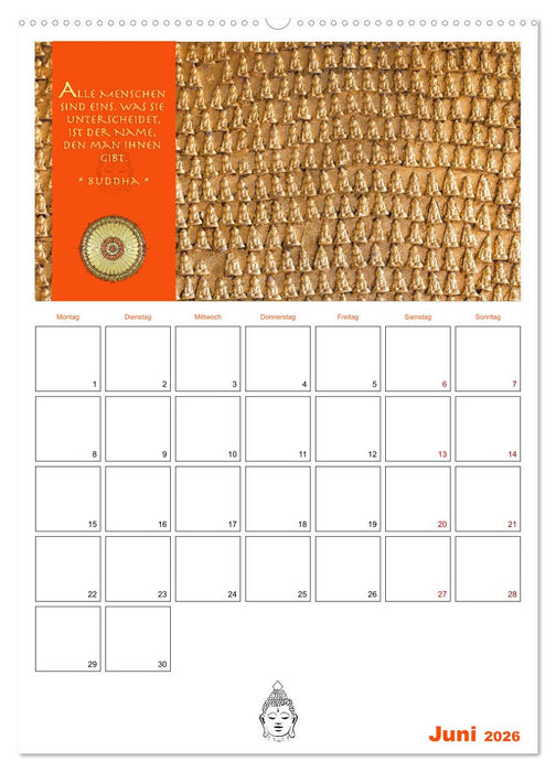 Buddhas Zitate und Weisheiten (CALVENDO Wandkalender 2026)