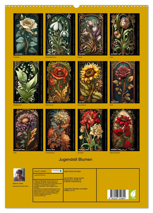 Jugendstil Blumen (CALVENDO Premium Wandkalender 2026)