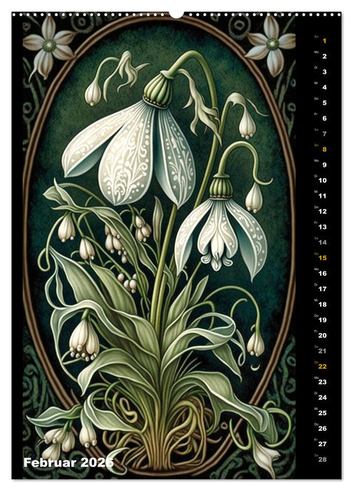 Jugendstil Blumen (CALVENDO Premium Wandkalender 2026)