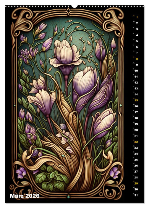 Jugendstil Blumen (CALVENDO Premium Wandkalender 2026)