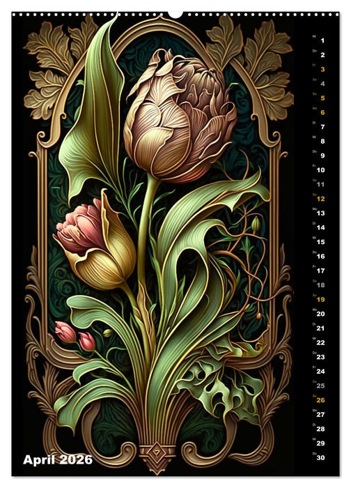 Jugendstil Blumen (CALVENDO Premium Wandkalender 2026)