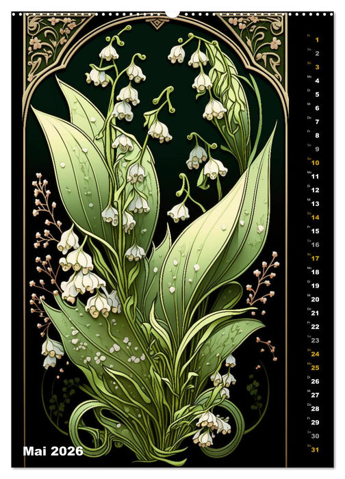 Jugendstil Blumen (CALVENDO Premium Wandkalender 2026)