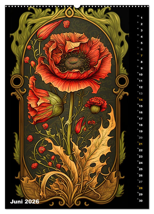 Jugendstil Blumen (CALVENDO Premium Wandkalender 2026)