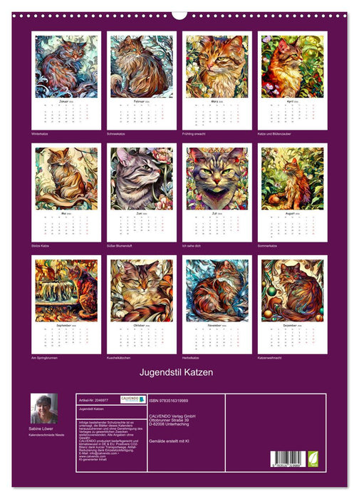Jugendstil Katzen (CALVENDO Wandkalender 2026)