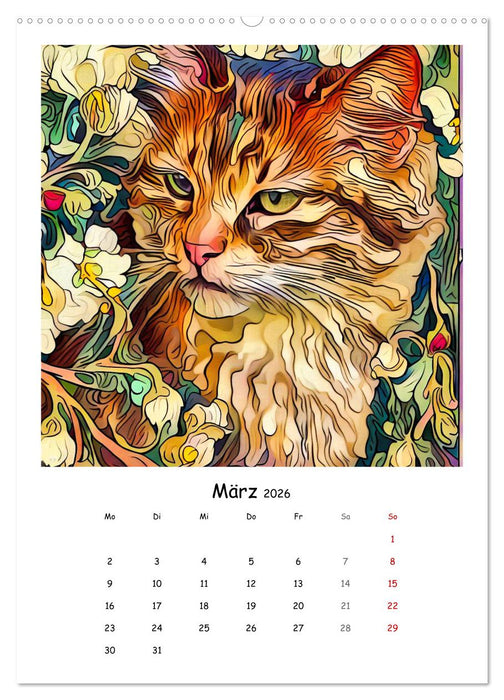 Jugendstil Katzen (CALVENDO Wandkalender 2026)