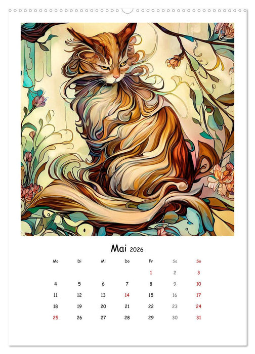 Jugendstil Katzen (CALVENDO Wandkalender 2026)