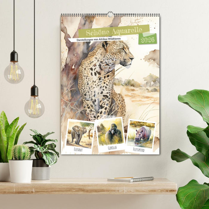 Schöne Aquarelle. Darstellungen von Afrikas Wildtieren (CALVENDO Wandkalender 2026)