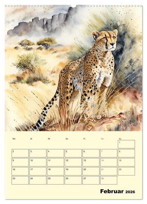 Schöne Aquarelle. Darstellungen von Afrikas Wildtieren (CALVENDO Wandkalender 2026)
