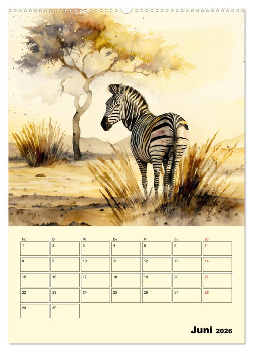Schöne Aquarelle. Darstellungen von Afrikas Wildtieren (CALVENDO Wandkalender 2026)