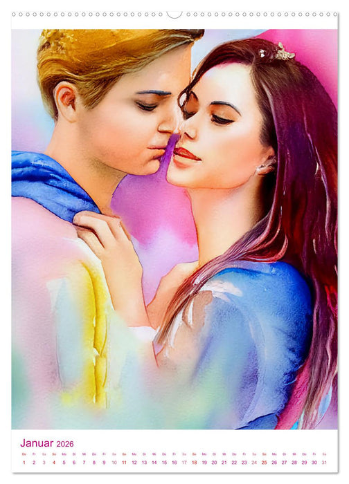 Liebespaare 2026. Zweisamkeit und Zärtlichkeit in romantischen Aquarellen (CALVENDO Wandkalender 2026)