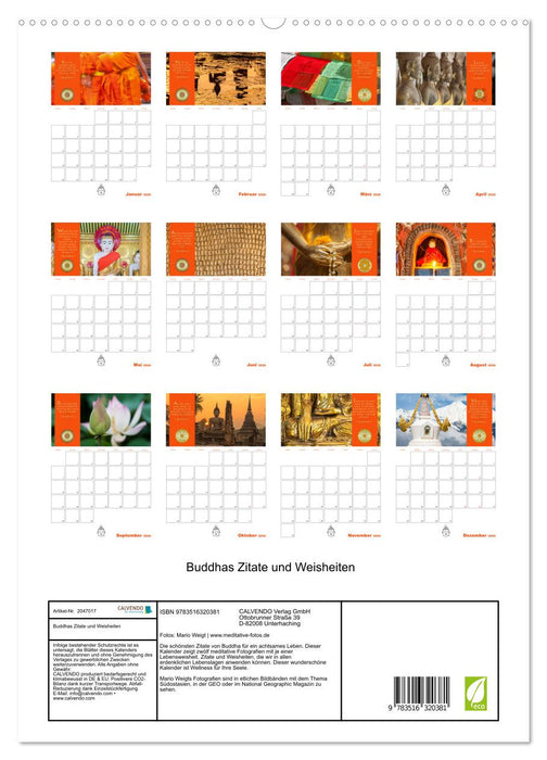 Buddhas Zitate und Weisheiten (CALVENDO Premium Wandkalender 2026)