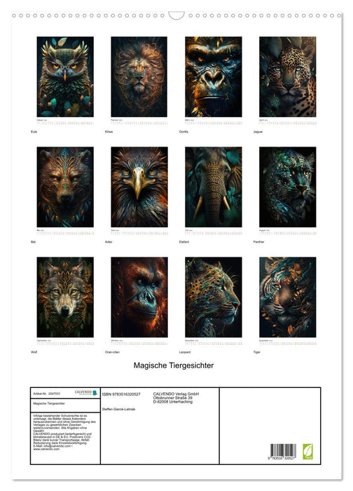 Magische Tiergesichter (CALVENDO Wandkalender 2026)