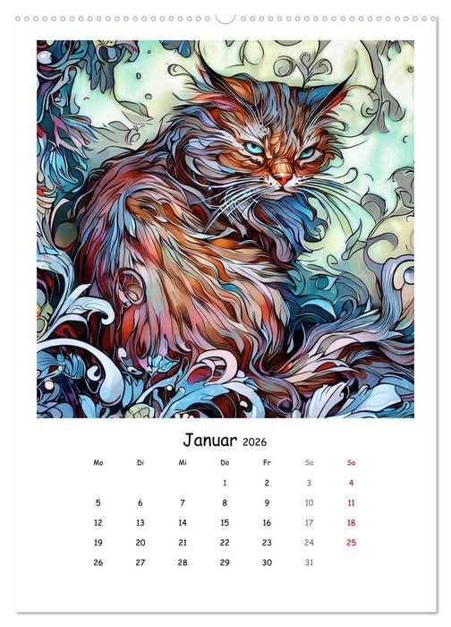 Jugendstil Katzen (CALVENDO Premium Wandkalender 2026)