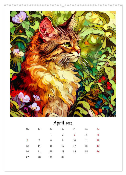 Jugendstil Katzen (CALVENDO Premium Wandkalender 2026)