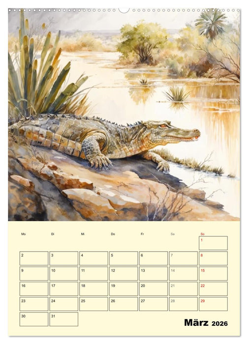 Schöne Aquarelle. Darstellungen von Afrikas Wildtieren (CALVENDO Premium Wandkalender 2026)