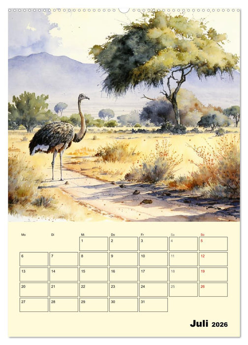 Schöne Aquarelle. Darstellungen von Afrikas Wildtieren (CALVENDO Premium Wandkalender 2026)