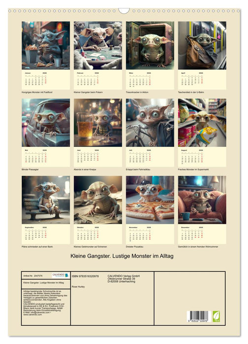 Kleine Gangster. Lustige Monster im Alltag (CALVENDO Wandkalender 2026)