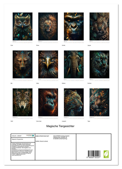 Magische Tiergesichter (CALVENDO Premium Wandkalender 2026)