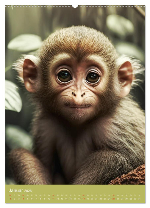Leben im Dschungel. Entzückende Affen im Regenwald (CALVENDO Premium Wandkalender 2026)