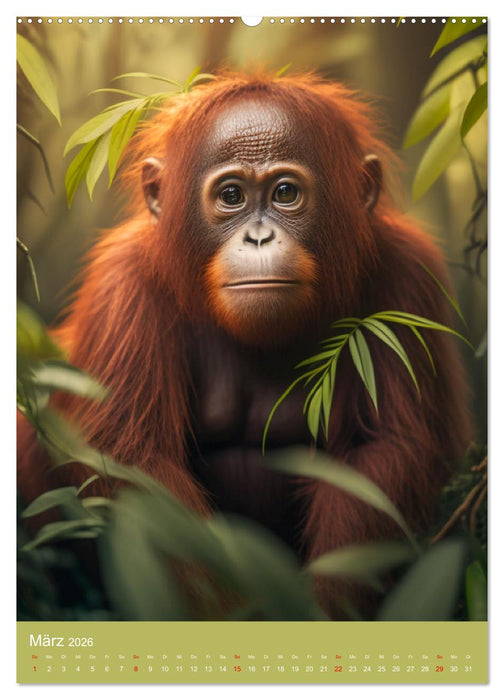 Leben im Dschungel. Entzückende Affen im Regenwald (CALVENDO Premium Wandkalender 2026)