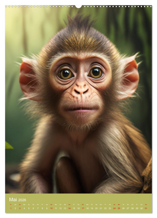 Leben im Dschungel. Entzückende Affen im Regenwald (CALVENDO Premium Wandkalender 2026)