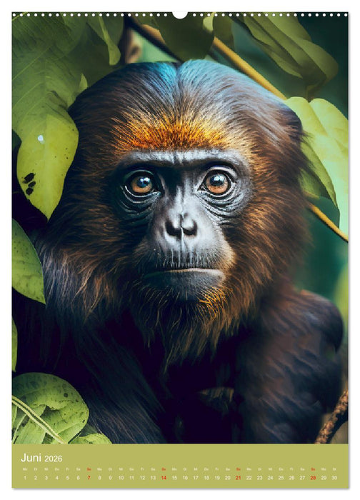 Leben im Dschungel. Entzückende Affen im Regenwald (CALVENDO Premium Wandkalender 2026)