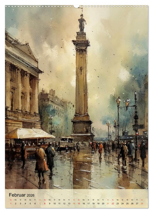 London - ein Regentag (CALVENDO Wandkalender 2026)