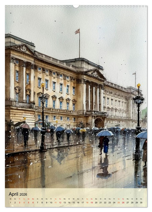 London - ein Regentag (CALVENDO Wandkalender 2026)
