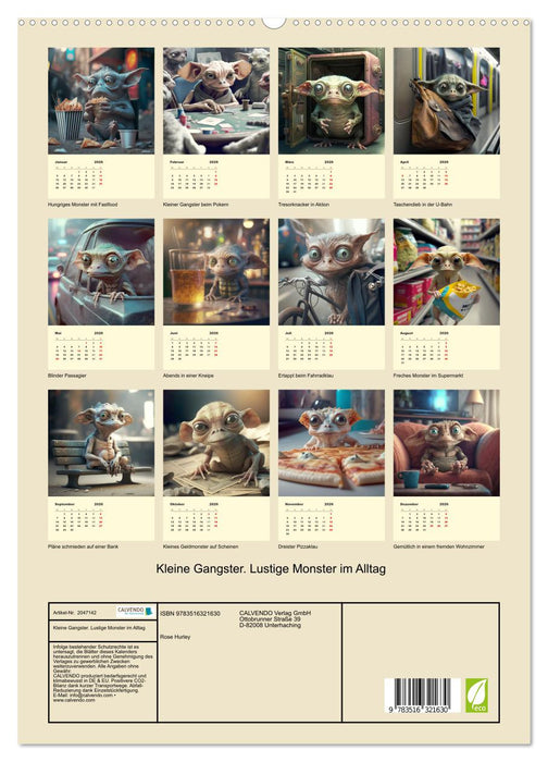 Kleine Gangster. Lustige Monster im Alltag (CALVENDO Premium Wandkalender 2026)