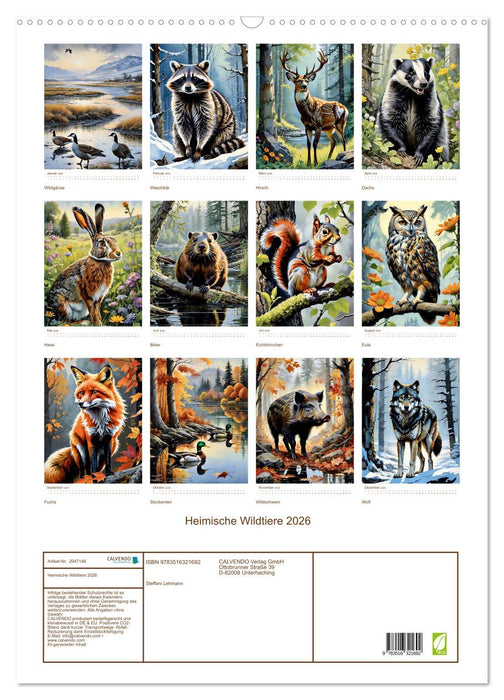 Heimische Wildtiere 2026 (CALVENDO Wandkalender 2026)
