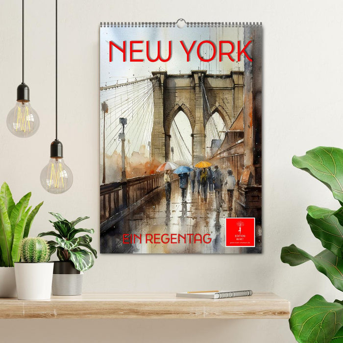 New York - ein Regentag (CALVENDO Wandkalender 2026)